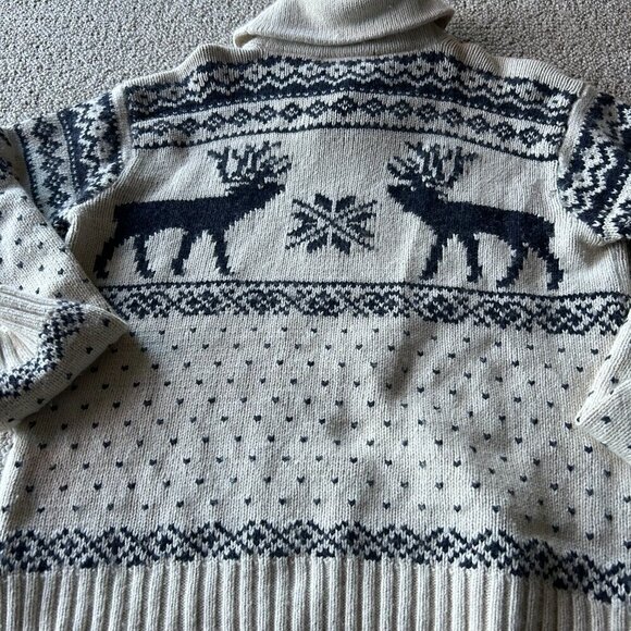 Ralph Lauren Men’s Large Sweater Cream Reindeer Winter Grandpa Cozy Classic - Picture 7 of 14